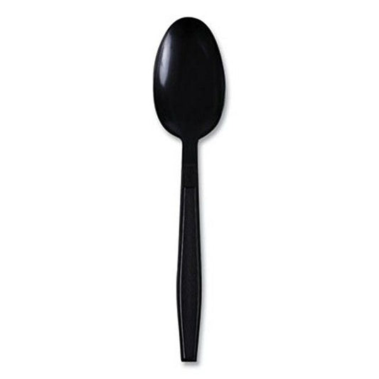 Boardwalk® Heavyweight Wrapped Polypropylene Cutlery, Teaspoon, Black, 1,000/carton