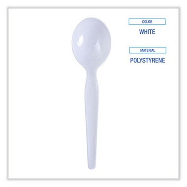 Boardwalk® Heavyweight Polystyrene Cutlery, Soup Spoon, White, 1000/carton