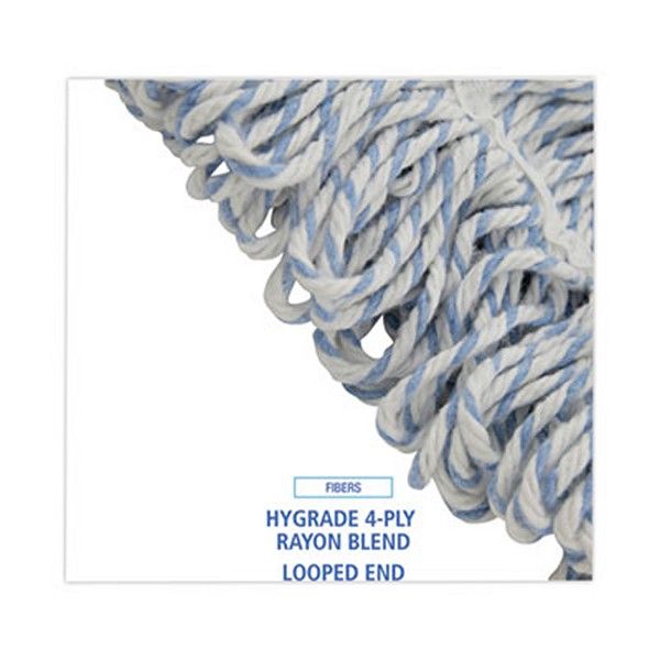 Boardwalk® Mop Head, Floor Finish, Wide, Rayon/polyester, Medium, White/blue, 12/carton