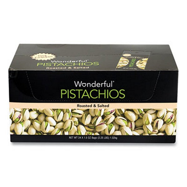 WonderfulR Roasted And Salted Pistachios, 1.5 Bag, 24/pack