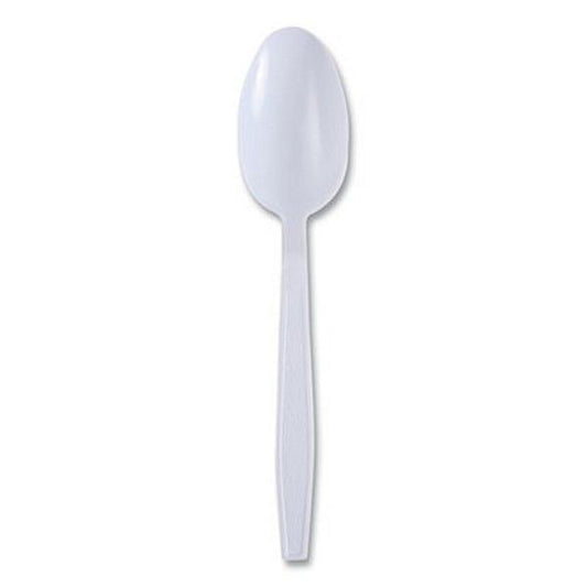 Boardwalk® Heavyweight Wrapped Polypropylene Cutlery, Teaspoon, White, 1,000/carton