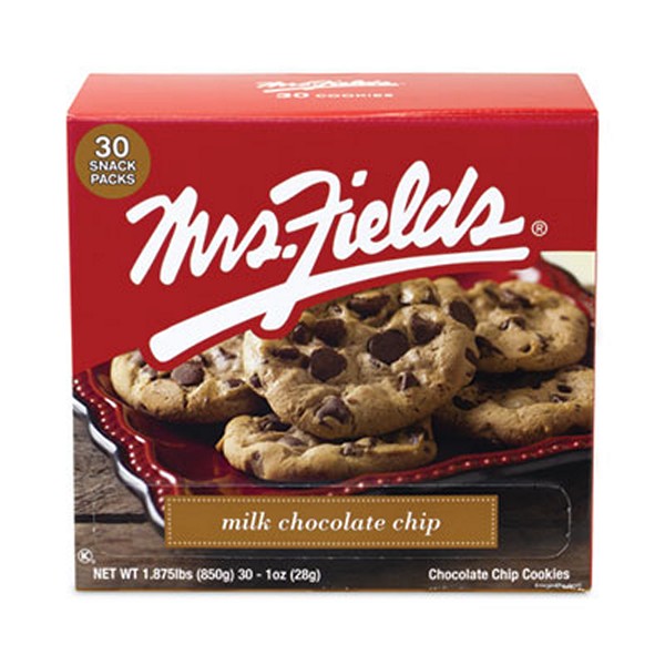 Mrs Fields Milk Chocolate Chip Cookies, 1 oz, Indidually Wrapped Pack, 30/Box