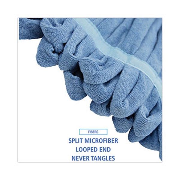 Boardwalk® Microfiber Looped-End Wet Mop Heads, Medium, Blue, 12/carton, 12/carton