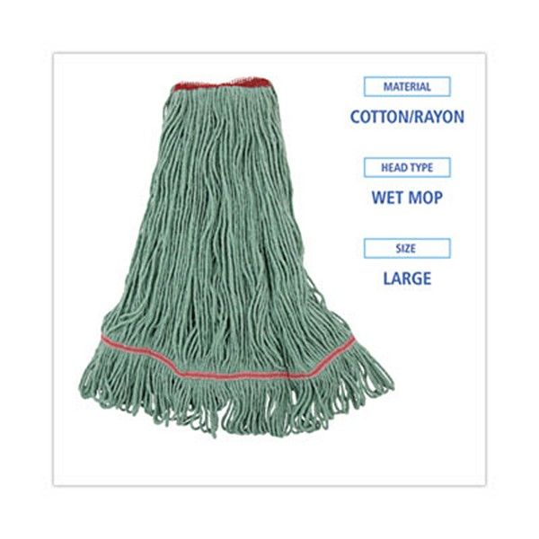 Boardwalk® Mop Head, Premium Standard Head, Cotton/rayon Fiber, Large, Green