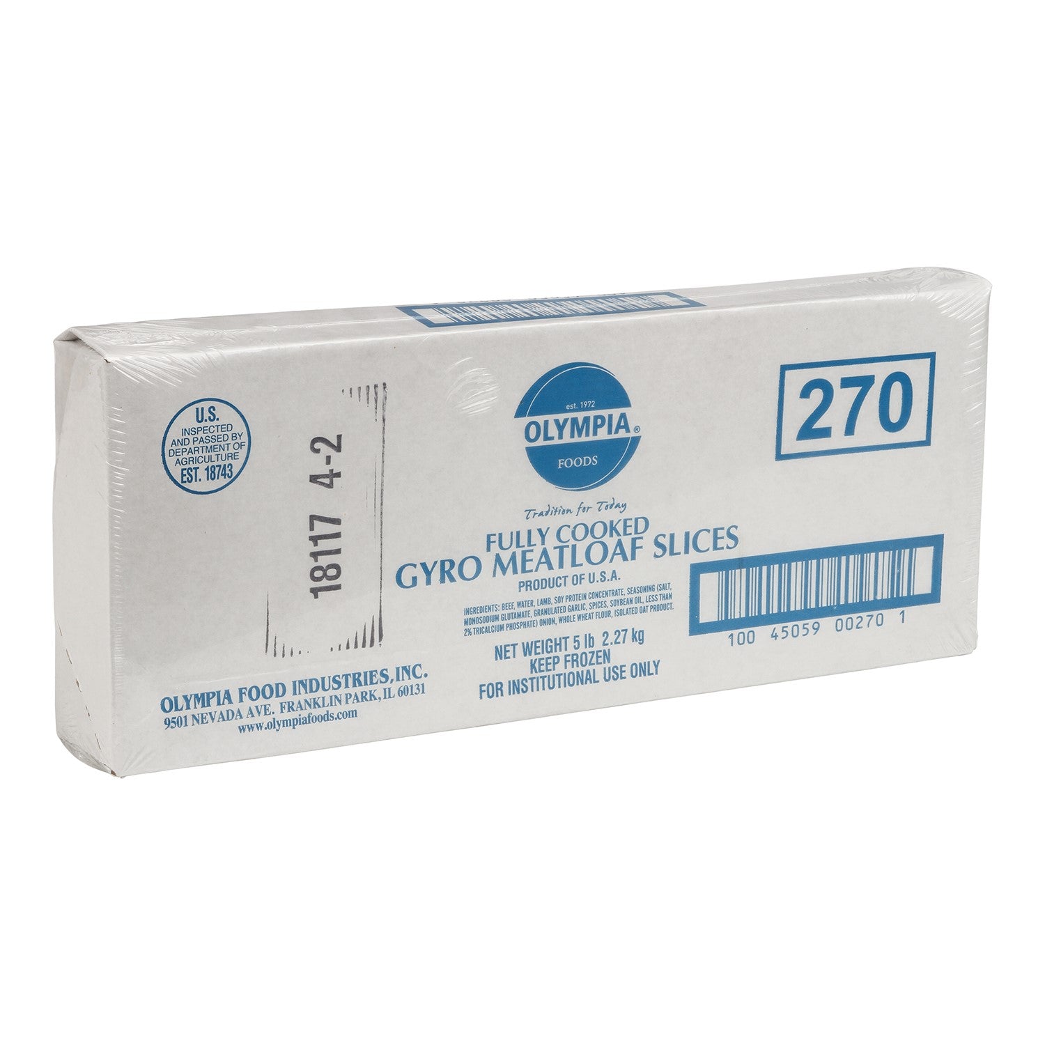 Fully Cooked Gyro Meatloaf Slice 80 Ounce Size - 4 Per Case
