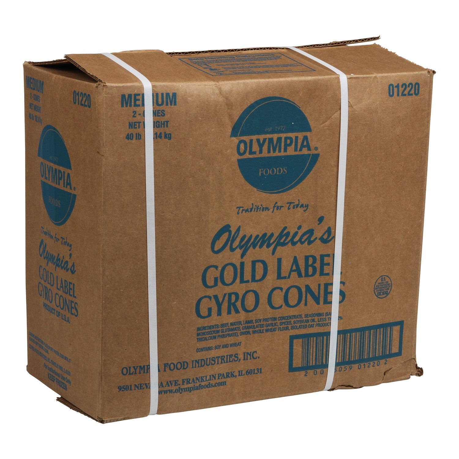 Olympia Foods Gold Label Medium Gyro Cone 20 Pound Each - 4 Per Case