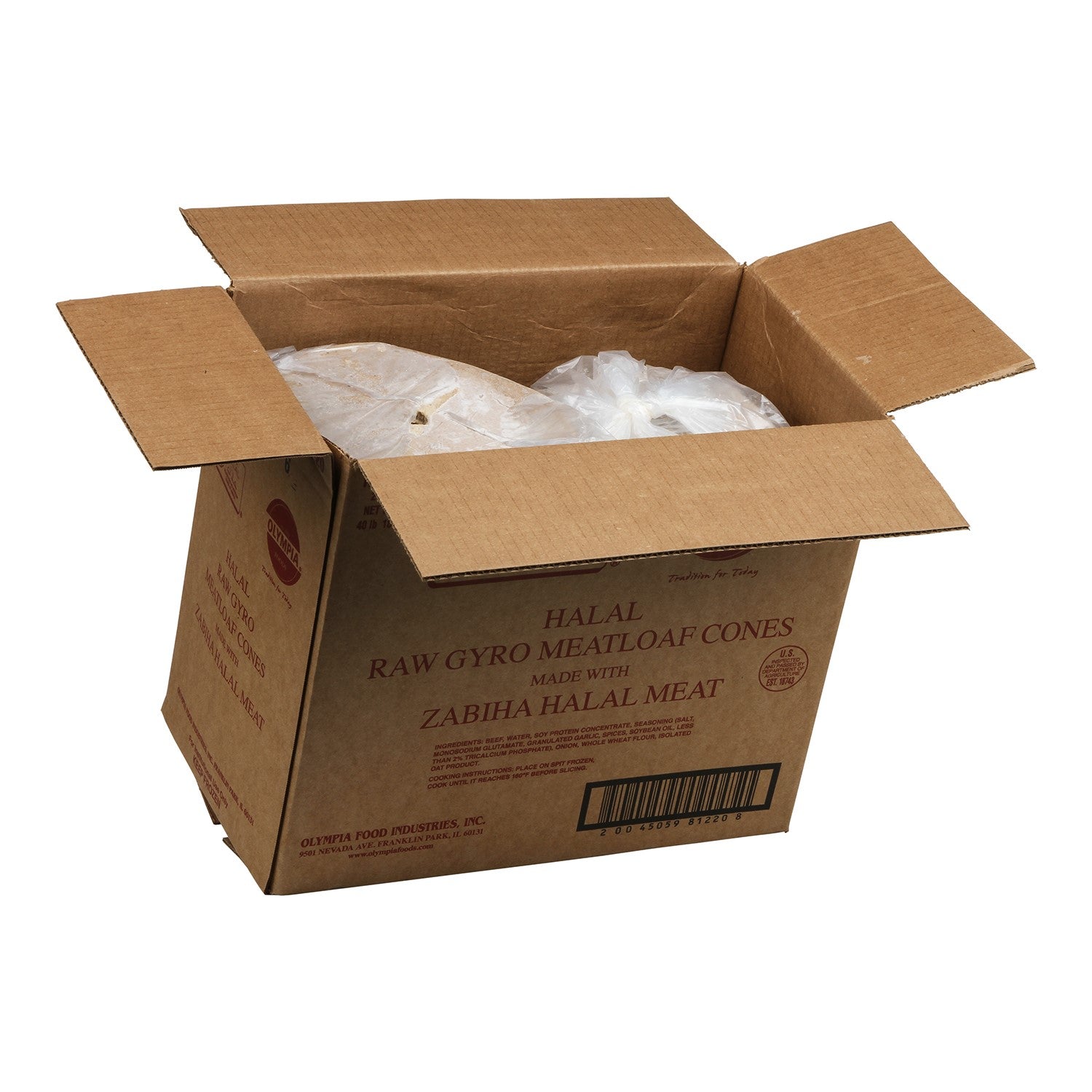 Olympia Foods Raw Halal Gyro Meatloaf20 Pound Each - 2 Per Case