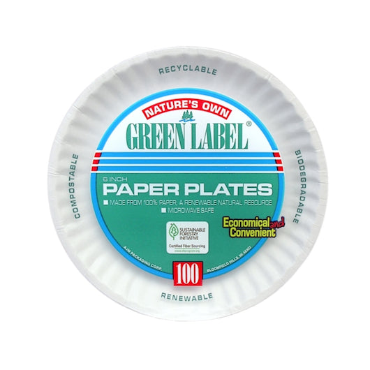 Ajm Green Label 6 Inch Paper Plate, 100 Count, 10 Per Case