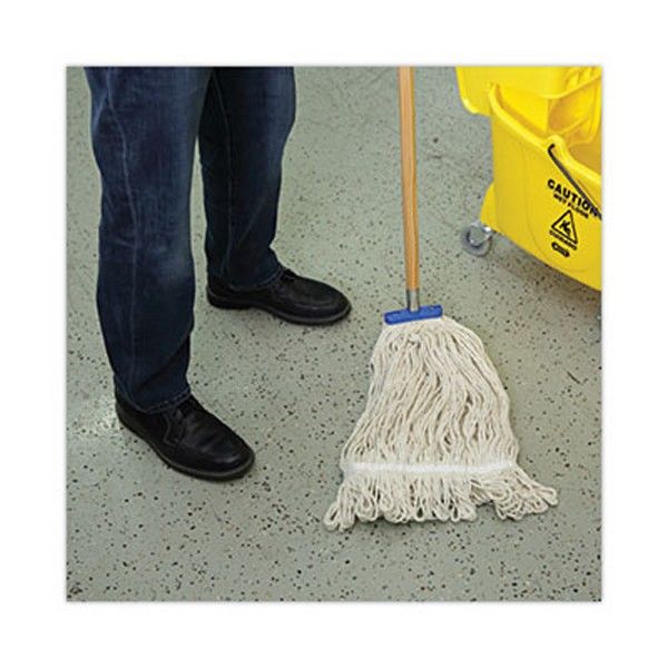 Boardwalk® Mop Head, Lie-Flat Head, Cotton Fiber, 24 oz, White, 12/Carton