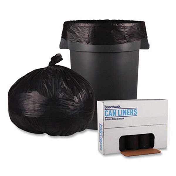 Boardwalk® Low-Density Waste Can Liners, 56 Gal, 0.6 Mil, 43" X 47", Black, 100/carton