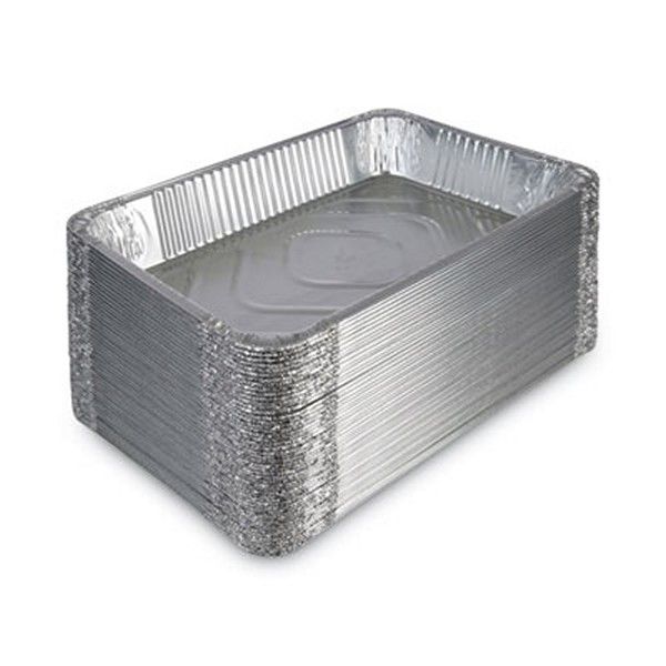 Boardwalk® Aluminum Steam Table Pans, Full-Size Deep, 3.19" Deep, 12.81 x 20.75, 50/Carton