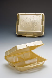 Genpak 8.25 Inch X 8 Inch X 3 Inch White Medium 3 Compartment Snap It Foam Hinged Dinner Container, 100 Each, 100 Per Pack, 2 Per Case