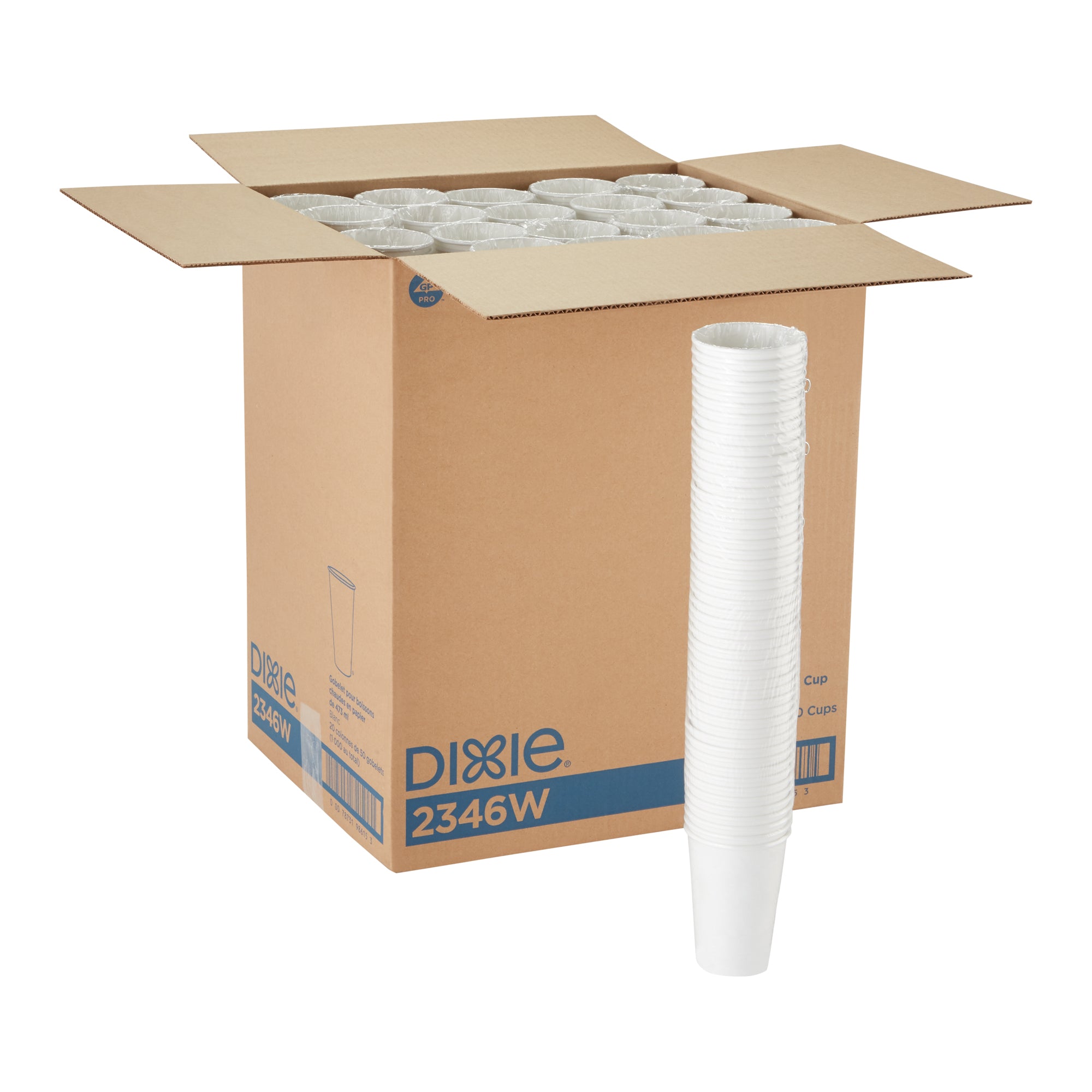 Dixie(R) 16 Ounce Paper Hot Cups  White  20 Packs / 50 Count Per Pack