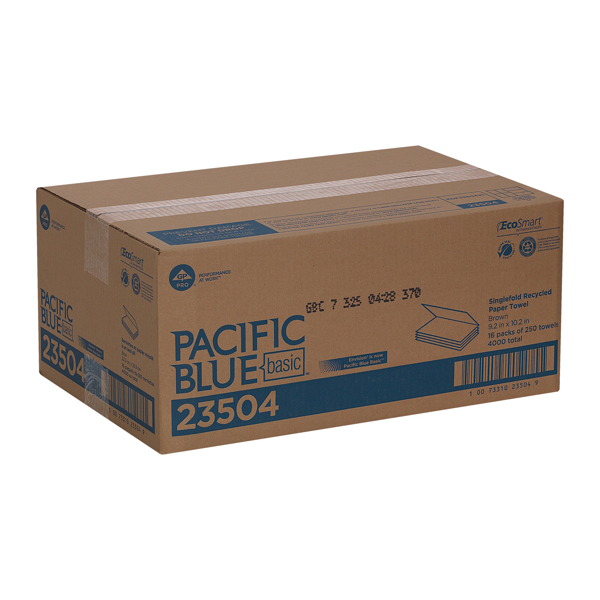 Pacific Blue Basic(R) S-Fold Recycled Paper Towels By Gp Pro (Georgia-Pacific)  Brown  4 000 Towels