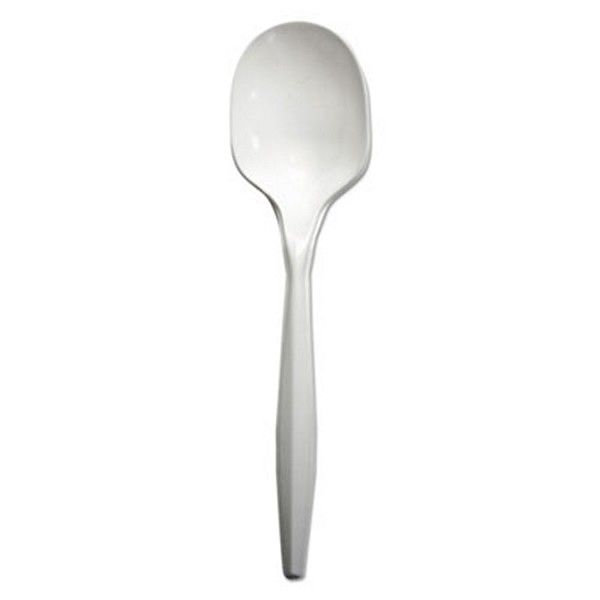 Boardwalk® Mediumweight Polypropylene Cutlery, Soup Spoon, White, 1000/carton