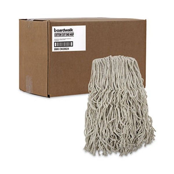 Boardwalk® Banded Cotton Mop Heads, 24oz, White, 12/carton