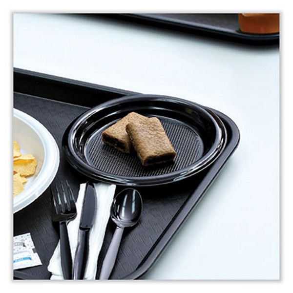 Boardwalk® Hi-Impact Plastic Dinnerware, Plate, 6" Dia, Black, 1,000/carton