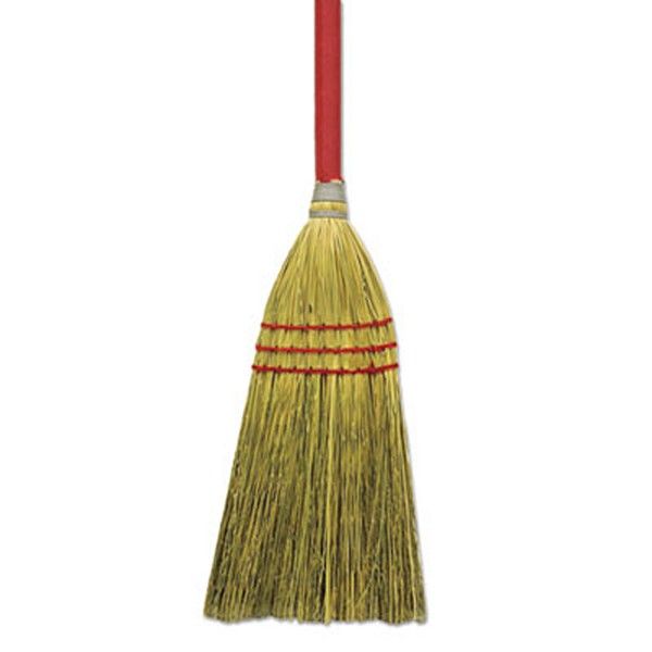 Boardwalk® Corn/fiber Brooms, Corn/synthetic Fiber Bristles, 36" Overall Length, Gray/natural, 12/carton