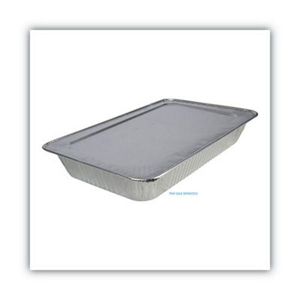 Boardwalk® Aluminum Steam Table Pan Lids, Fits Full-Size Pan, Deep,12.88 x 20.81 x 0.63, 50/Carton