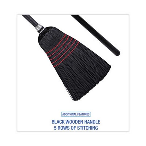 Boardwalk® Flagged Tip Poly Bristle Janitor Brooms, 10 X 58.5, Wood Handle, Natural/black, 12/carton