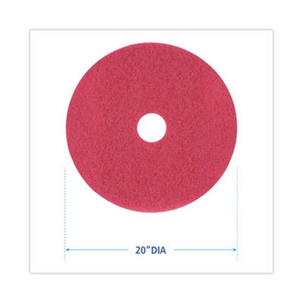 Boardwalk® Buffing Floor Pads, 20" Diameter, Red, 5/carton