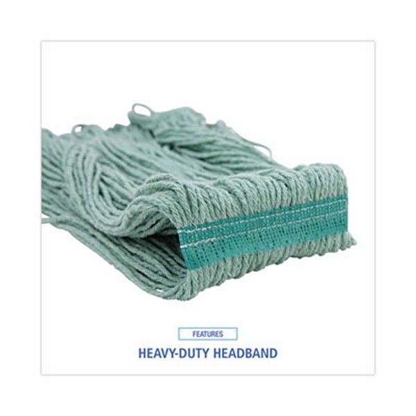 Boardwalk® Mop Head, Premium Standard Head, Cotton/Rayon Fiber, Medium, Green, 12/Carton