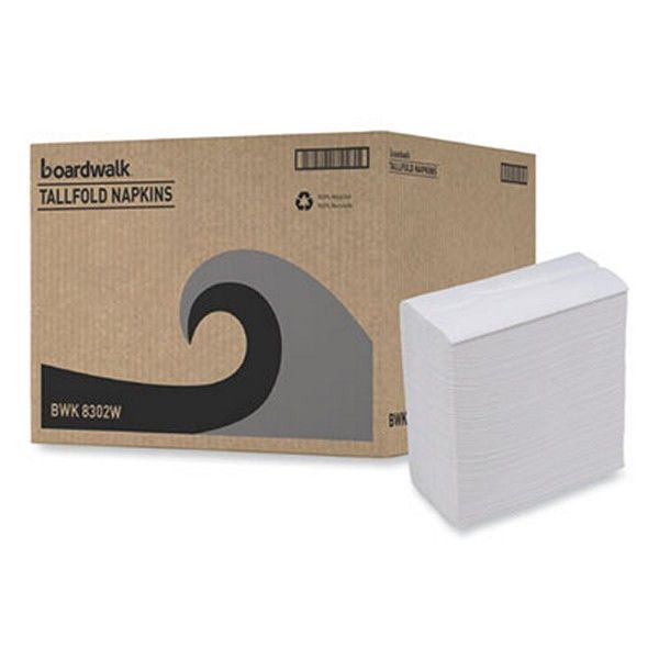 Boardwalk® Tallfold Dispenser Napkin, 12" X 7", White, 500/pack, 20 Packs/carton