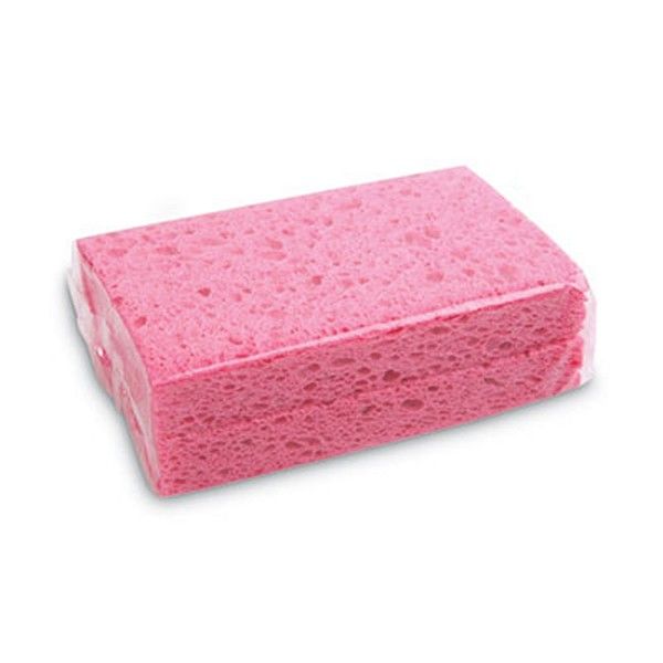 Boardwalk® Small Cellulose Sponge, 3.6 X 6.5, 0.9" Thick, Pink, 2/pack, 24 Packs/carton