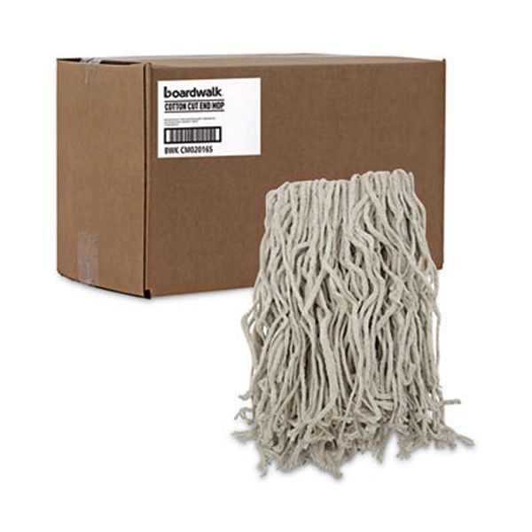 Boardwalk® Mop Head, Cotton, Cut-End, White, 4-Ply, #16 Band, 12/carton