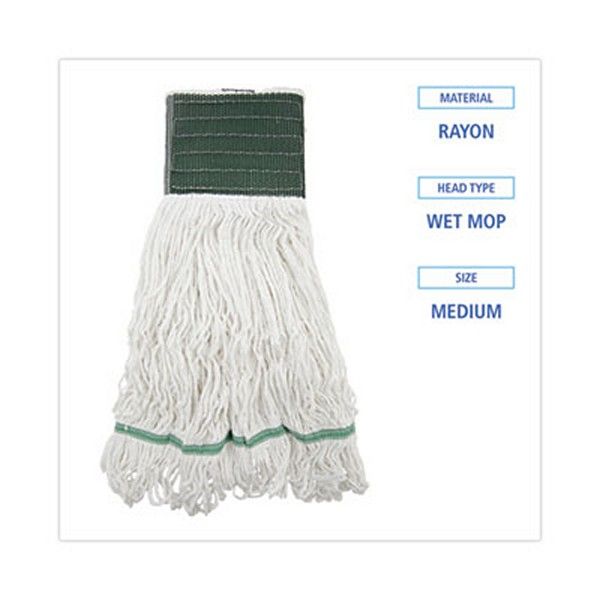 Boardwalk® Loop End Rayon Mop Head, Rayon, Medium, 14 Oz, White, Dozen