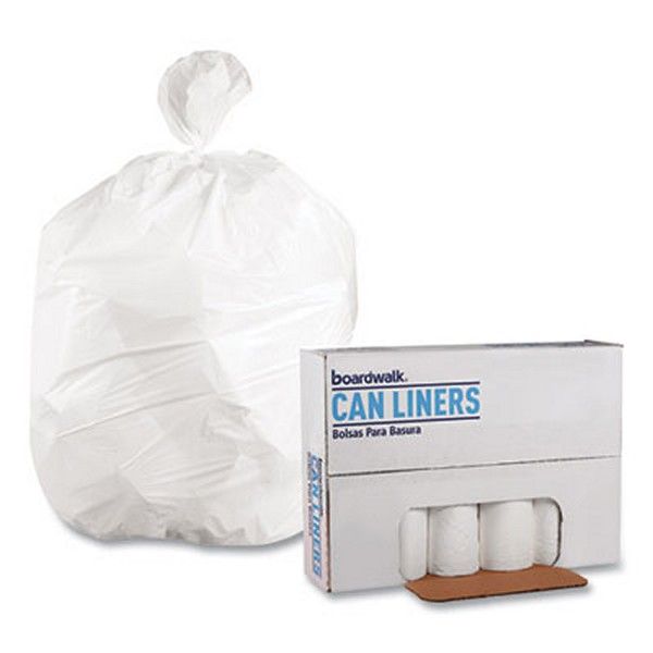 Boardwalk® Low-Density Waste Can Liners, 60 Gal, 0.6 Mil, 38" X 58", White, 100/carton