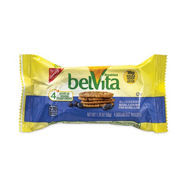 Nabisco belVita Breakfast Biscuits, Blueberry, 1.76 Pack, 25 Packs/Box