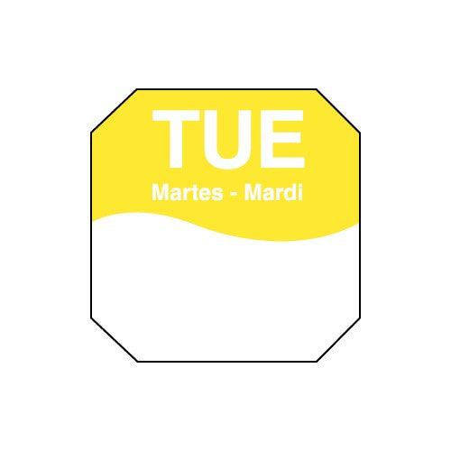 Daymark Movemark-Removeable Adhesive 1 Inch X 1 Inch Octagon Tuesday Triling Label  12 - 1000  Cnt