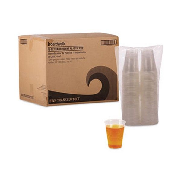 Boardwalk® Translucent Plastic Cold Cups, 10 oz, Polypropylene, 100 Cups/Sleeve, 10 Sleeves/Carton