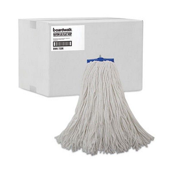 Boardwalk® Mop Head, Economical Lie-Flat Head, Rayon Fiber, 20oz, White, 12/carton