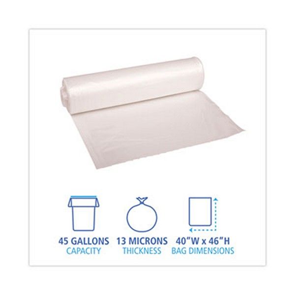 Boardwalk® High-Density Can Liners, 45 Gal, 13 Microns, 40" X 46", Natural, 250/carton