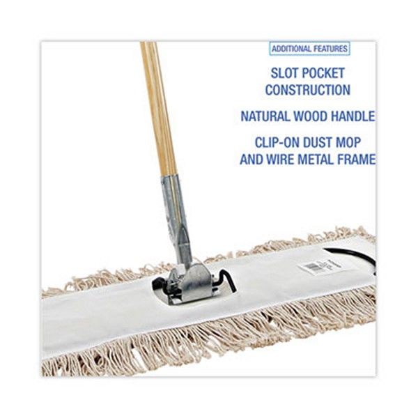 Boardwalk® Cotton Dry Mopping Kit, 24 X 5 Natural Cotton Head, 60" Natural Wood Handle