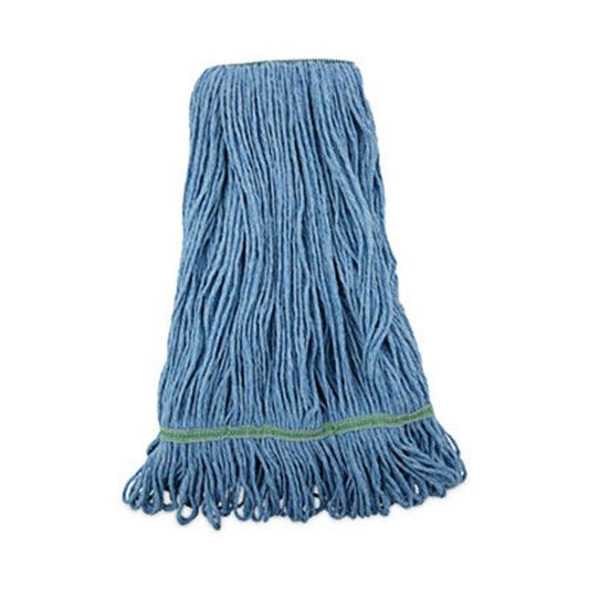 Boardwalk® Super Loop Wet Mop Head, Cotton/synthetic Fiber, 1" Headband, Medium Size, Blue, 12/carton