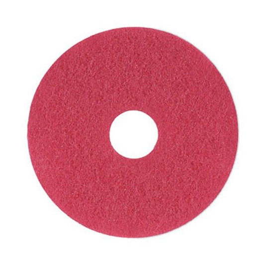 Boardwalk® Buffing Floor Pads, 13" Diameter, Red, 5/carton