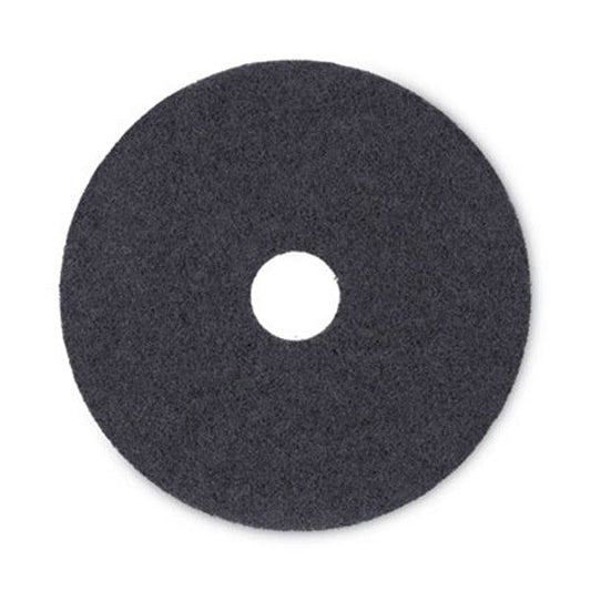 Boardwalk® Stripping Floor Pads, 17" Diameter, Black, 5/carton