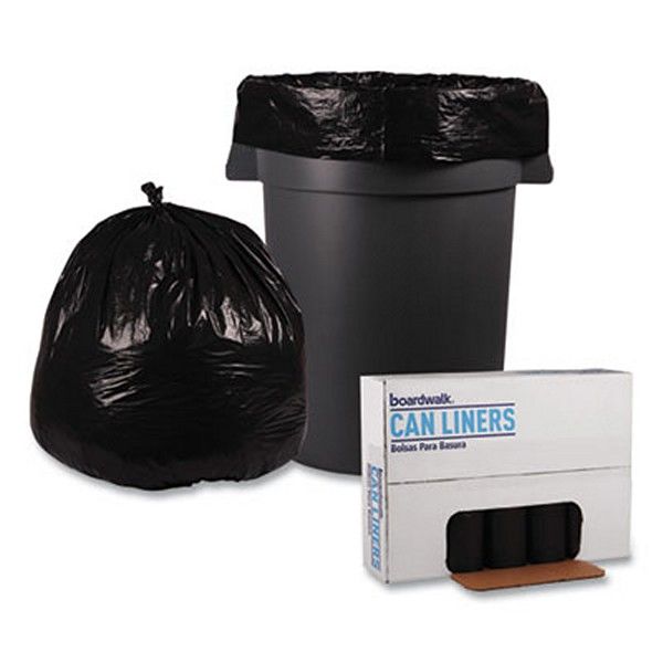 Boardwalk® Low Density Repro Can Liners, 45 Gal, 1.2 Mil, 40" X 46", Black, 10 Bags/roll, 10 Rolls/carton