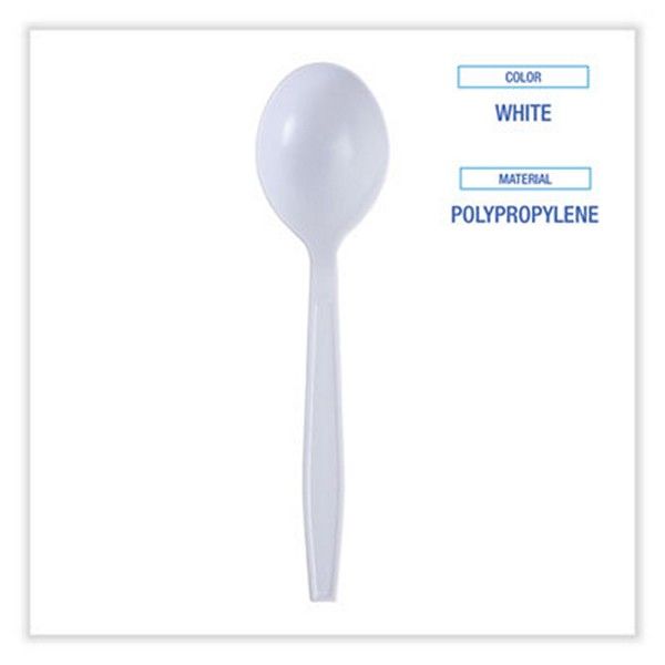 Boardwalk® Heavyweight Wrapped Polypropylene Cutlery, Soup Spoon, White, 1,000/carton