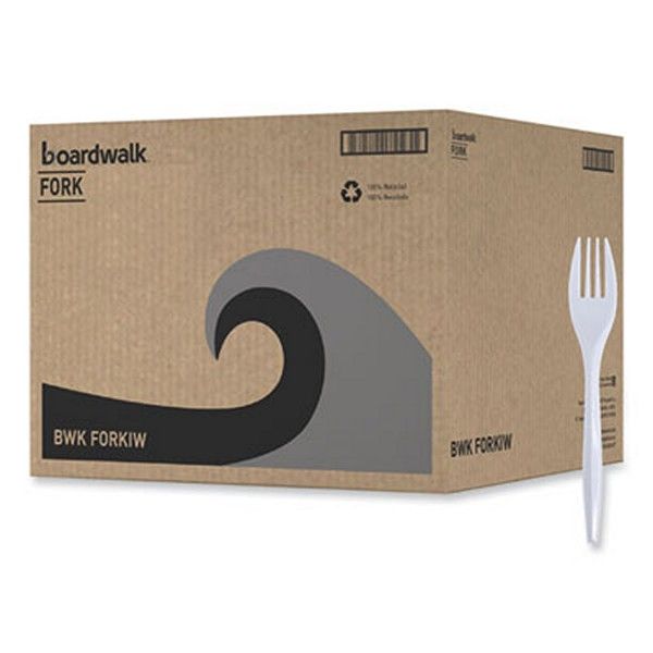 Boardwalk® Mediumweight Wrapped Polypropylene Cutlery, Fork, White, 1000/carton