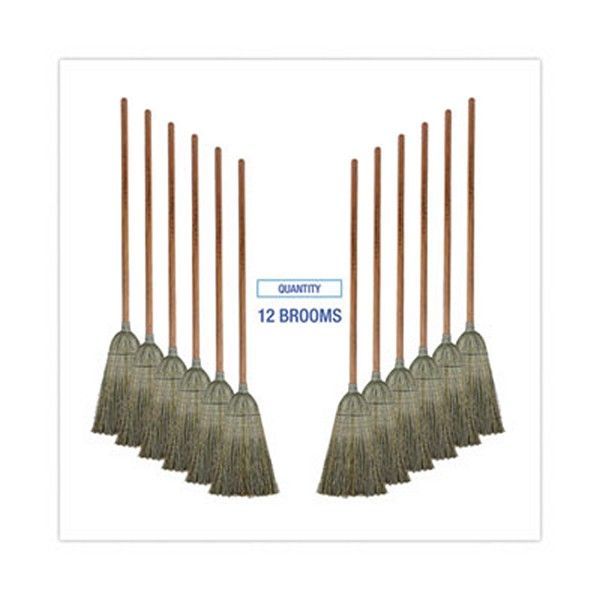 Boardwalk® Warehouse Broom, Yucca Corn Fiber Bristles, 56" Overalll Length, Natural, 12/carton