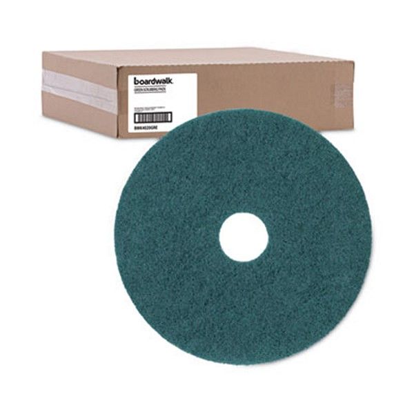 Boardwalk® Heavy-Duty Scrubbing Floor Pads, 20" Diameter, Green, 5/carton