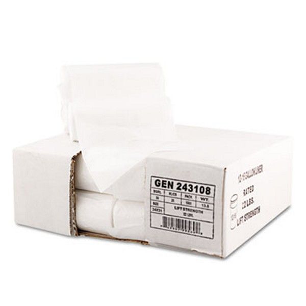 Boardwalk® GEN High Density Can Liners, 16 gal, 7 mic, 24" x 31", Natural, 50 Bags/Roll, 20 Rolls/Carton