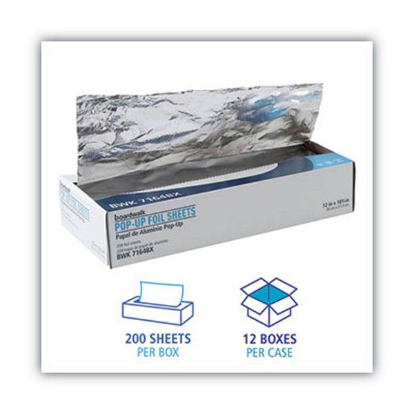 Boardwalk® Heavy-Duty Aluminum Foil Pop-Up Sheets, 12 X 10.75, 200/box, 12 Boxes/carton