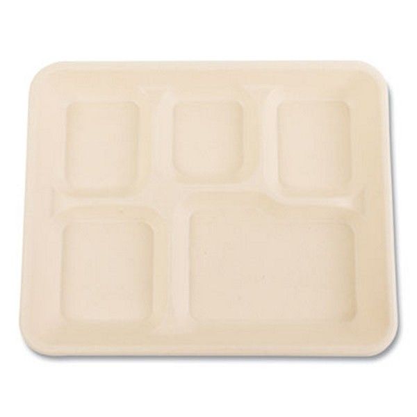 Boardwalk® Boardwalk Bagasse PFAS-Free Food Tray, 5-Compartment, 8.26 x 0.98 x 10.9, Tan, Bamboo/Sugarcane, 500/Carton