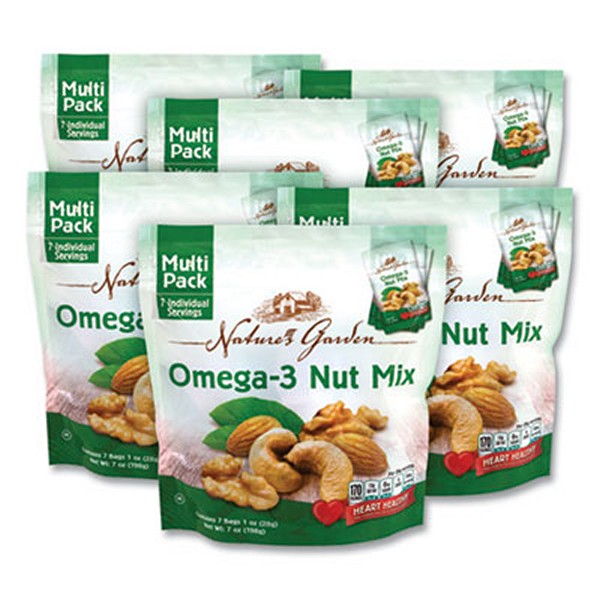 NaturesGdn Omega-3 Nut Mix, 1 Pouch, 7 Pouches/pack, 6 Packs/box