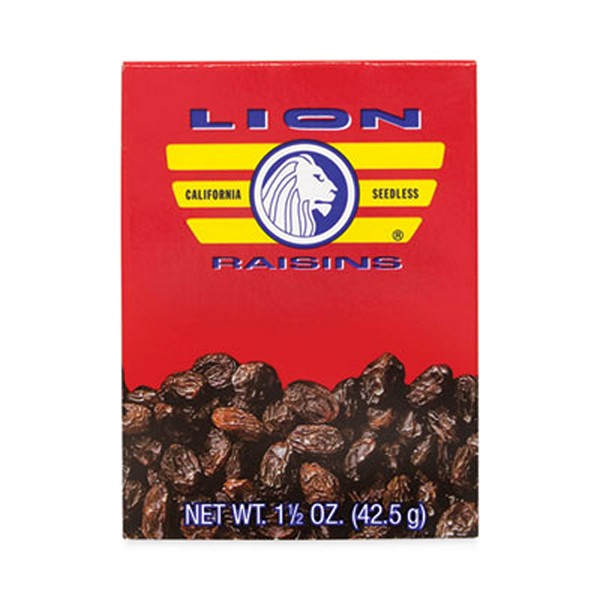 Lion California Seedless Raisins, 1.5 Box, 6/Pack